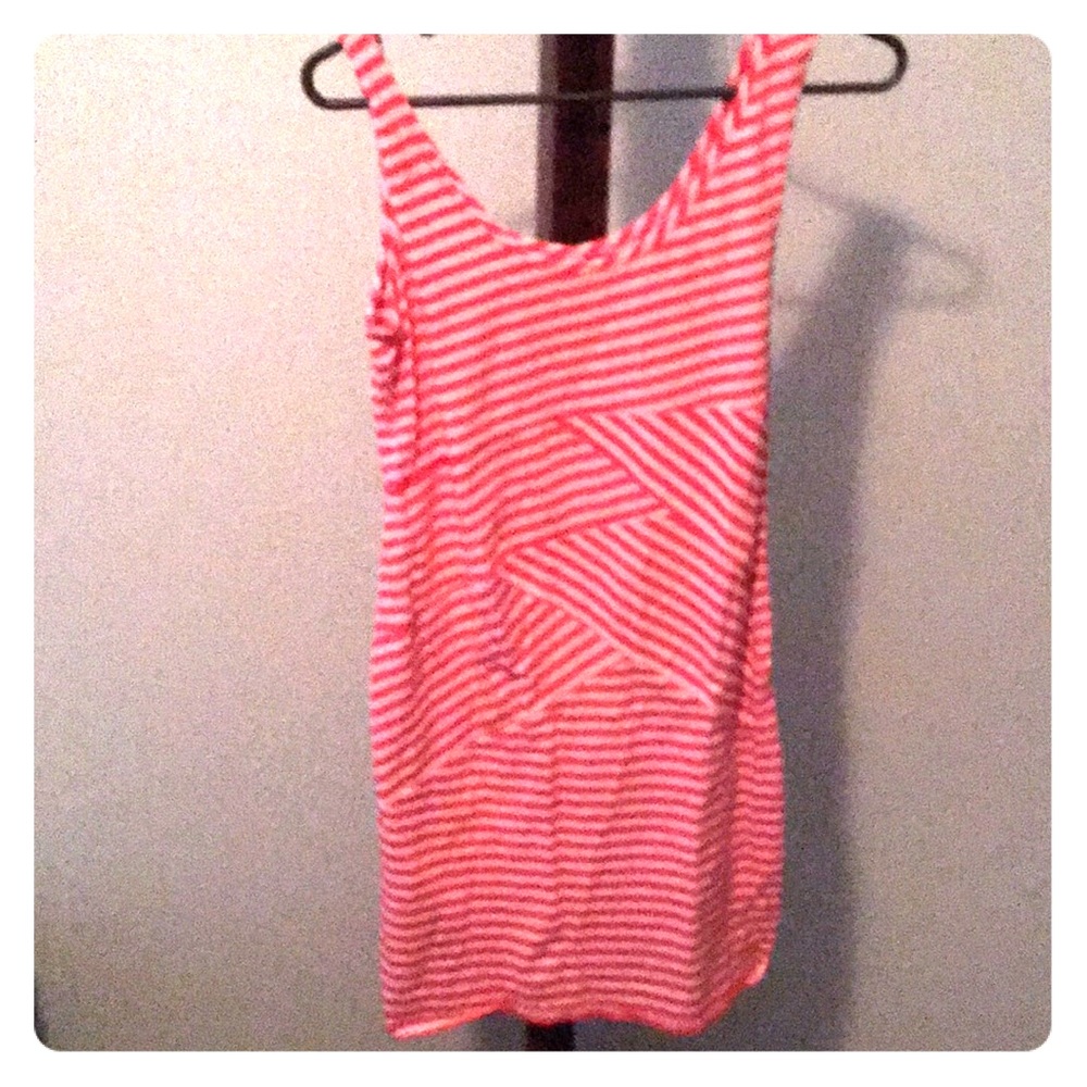 Coral and white striped form fitting dress